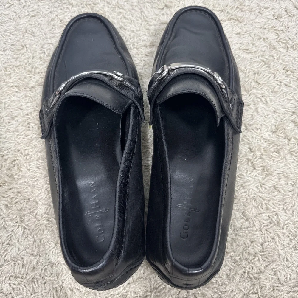 Cole Haan Black Leather Somerset Horse Bit Slip On Driving Loafers Men's 12M